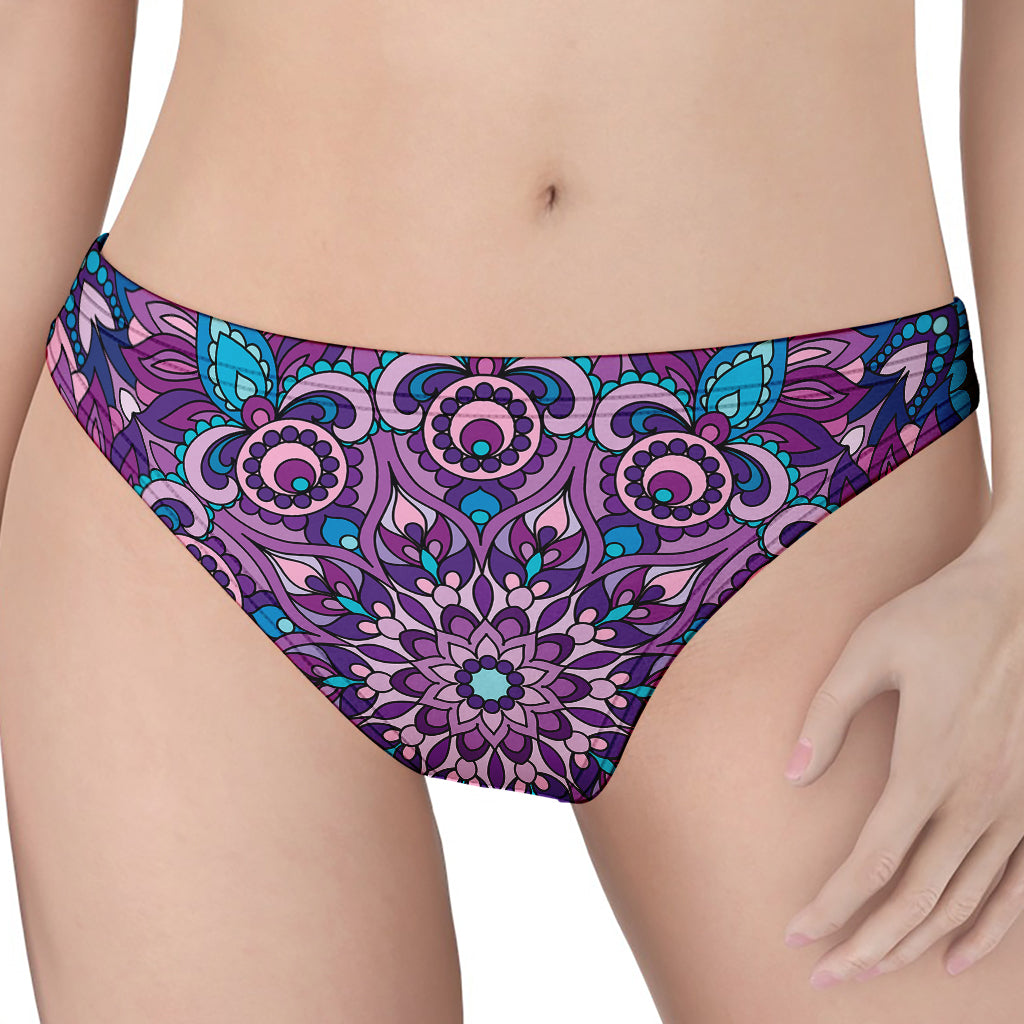 Purple And Blue Mandala Print Women's Thong