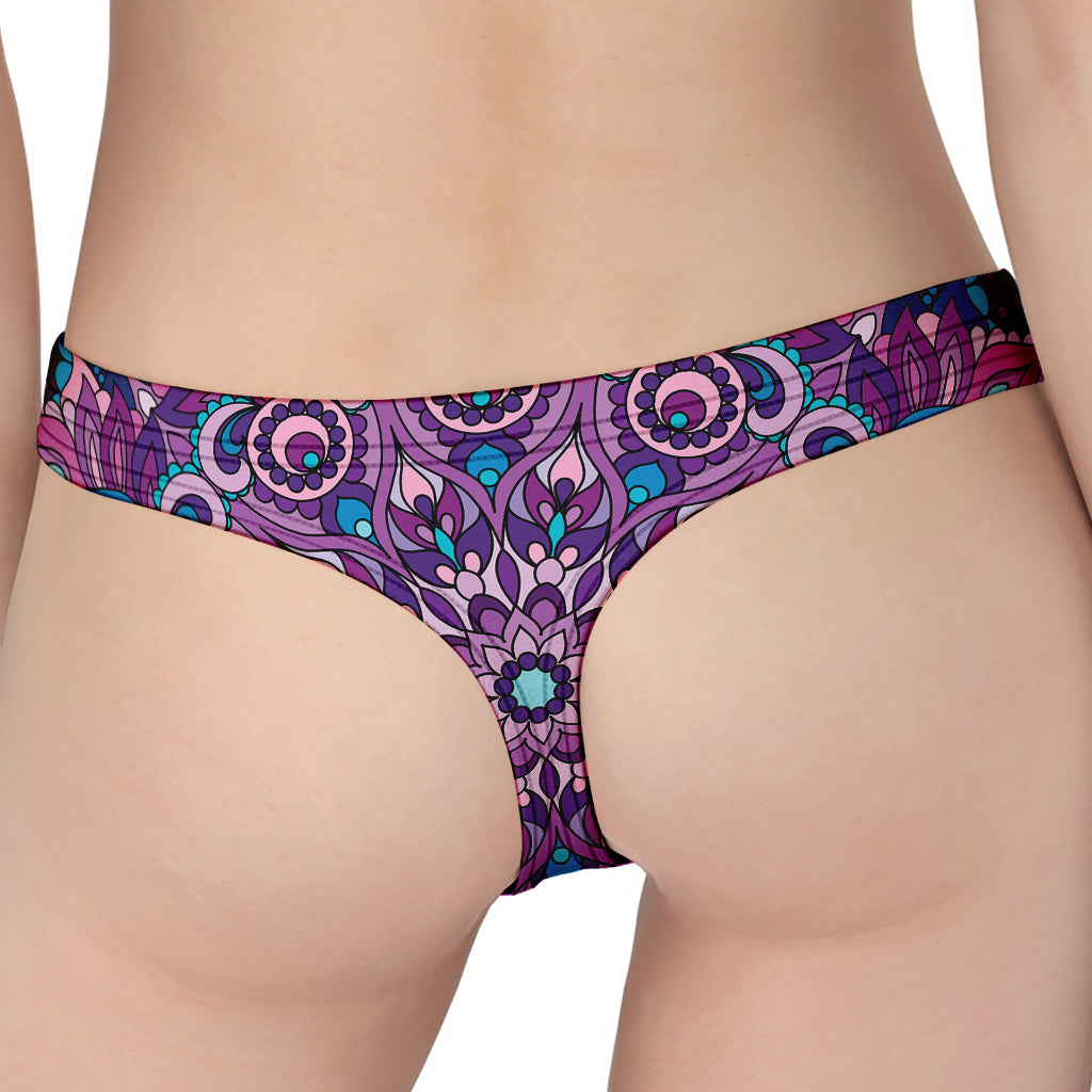 Purple And Blue Mandala Print Women's Thong