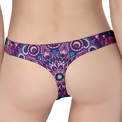 Purple And Blue Mandala Print Women's Thong