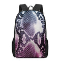 Purple And Blue Snakeskin Print 17 Inch Backpack
