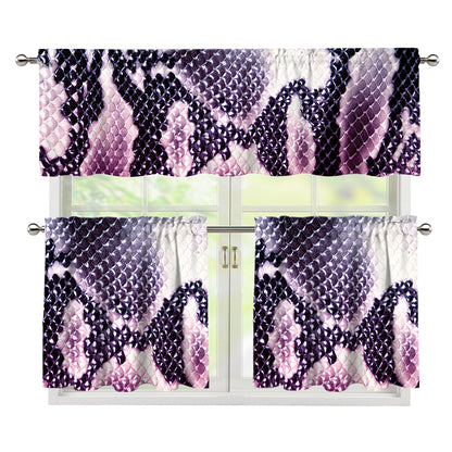 Purple And Blue Snakeskin Print 3 Piece Kitchen Curtains