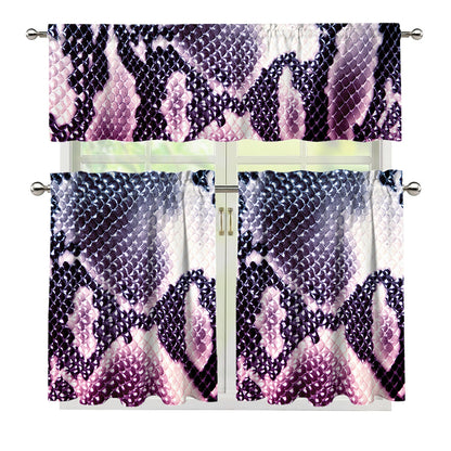 Purple And Blue Snakeskin Print 3 Piece Kitchen Curtains