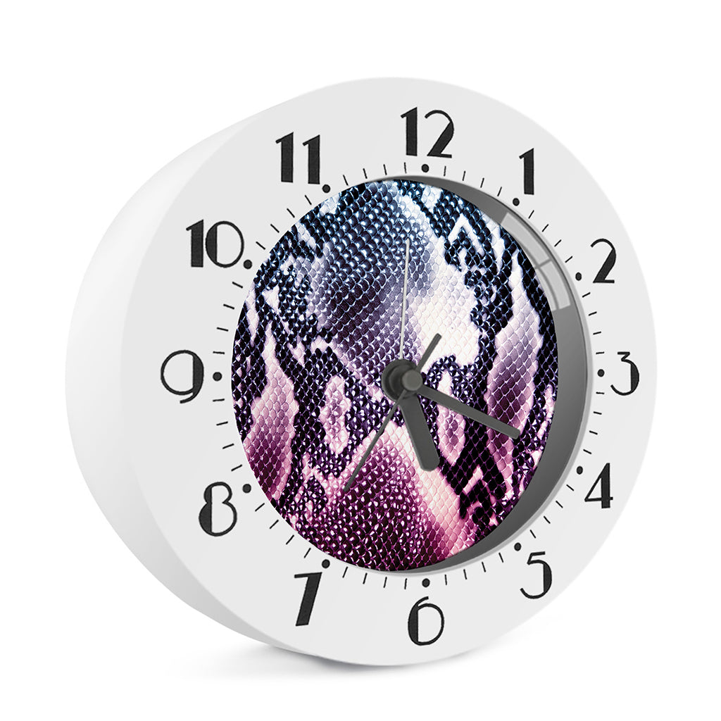 Purple And Blue Snakeskin Print Alarm Clock
