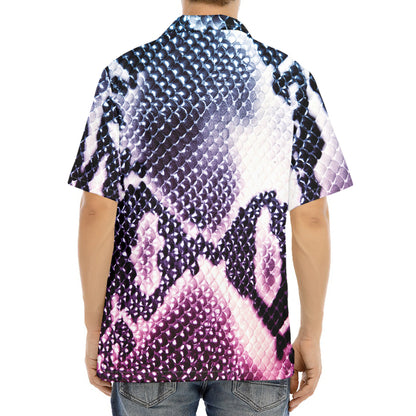 Purple And Blue Snakeskin Print Aloha Shirt