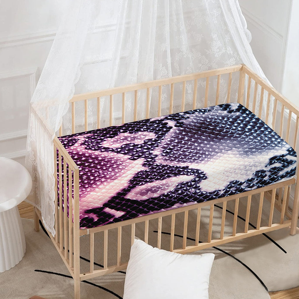 Purple And Blue Snakeskin Print Baby Crib Sheet