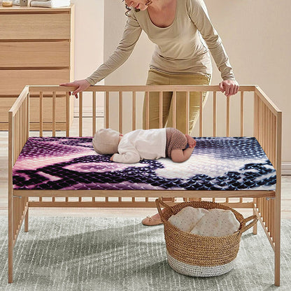 Purple And Blue Snakeskin Print Baby Crib Sheet