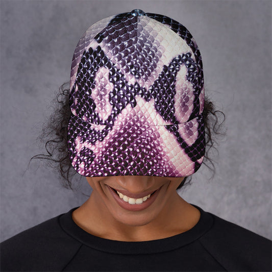 Purple And Blue Snakeskin Print Baseball Cap