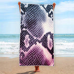 Purple And Blue Snakeskin Print Beach Towel