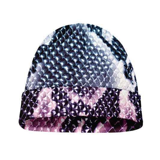 Purple And Blue Snakeskin Print Beanie