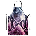 Purple And Blue Snakeskin Print Bib Apron With Pocket