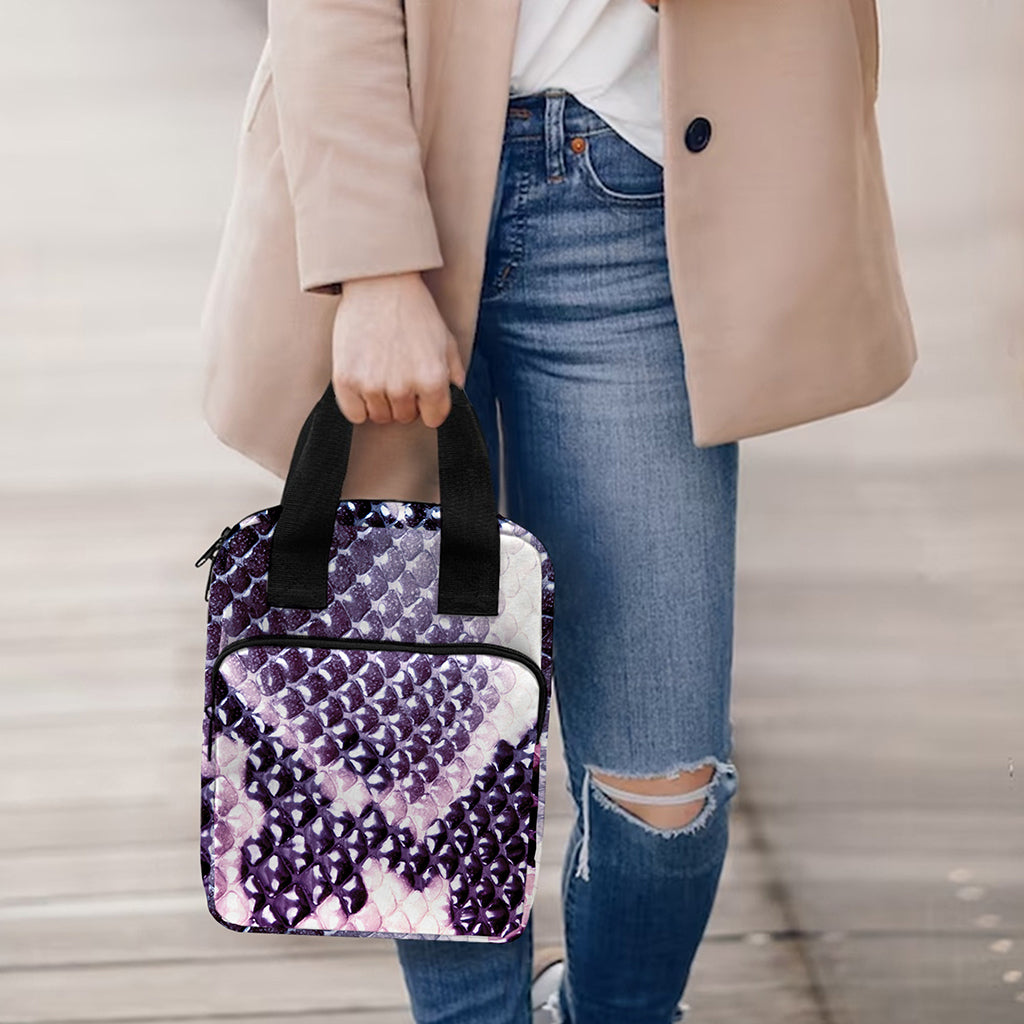 Purple And Blue Snakeskin Print Bible Tote Bag