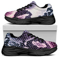 Purple And Blue Snakeskin Print Black Chunky Shoes