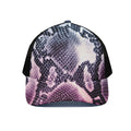 Purple And Blue Snakeskin Print Black Mesh Trucker Hat