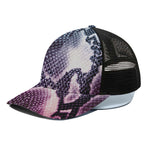 Purple And Blue Snakeskin Print Black Mesh Trucker Cap