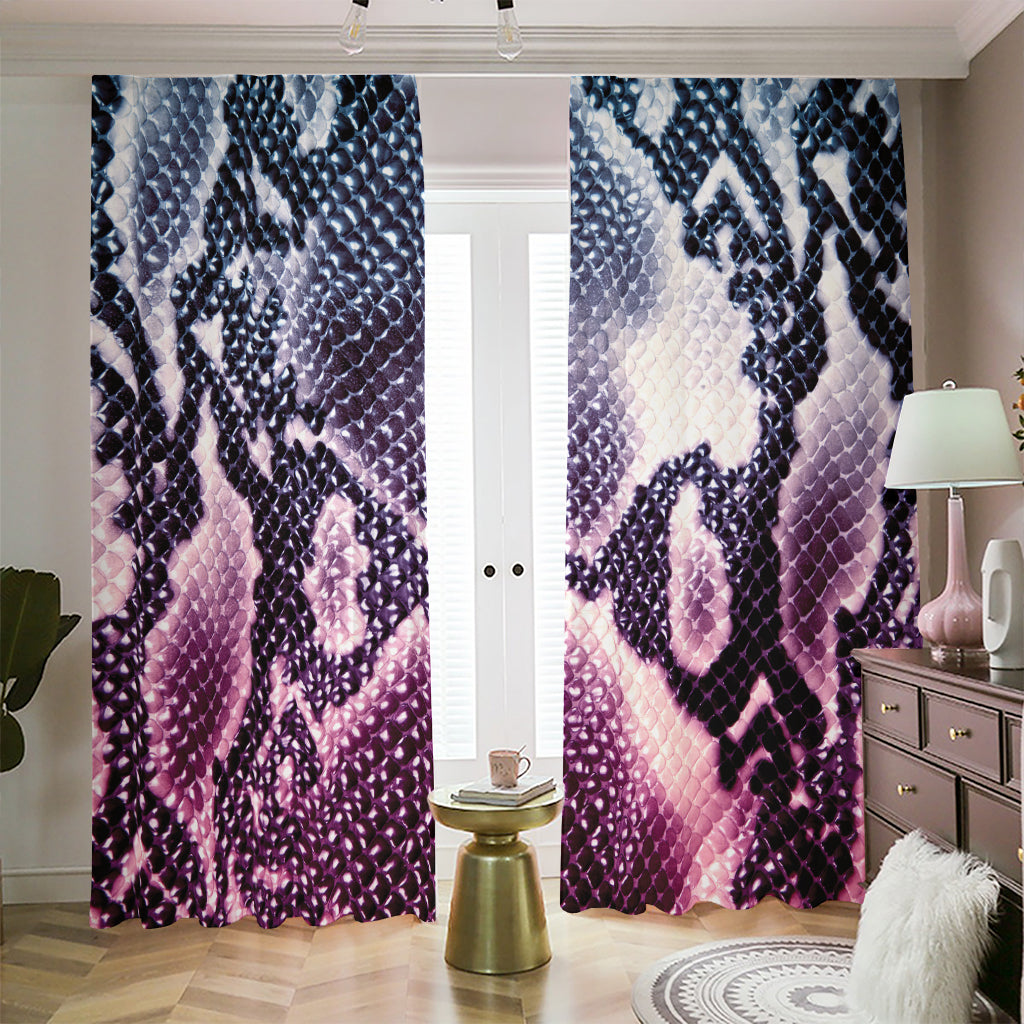 Purple And Blue Snakeskin Print Blackout Pencil Pleat Curtains
