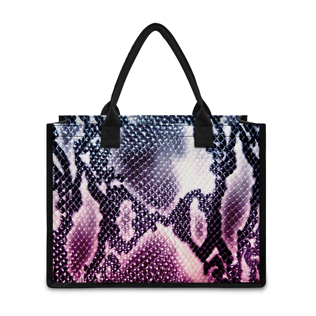 Purple And Blue Snakeskin Print Canvas Tote Bag