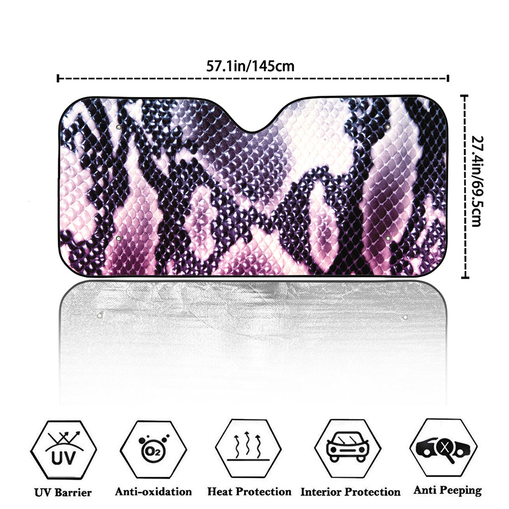 Purple And Blue Snakeskin Print Car Windshield Sun Shade