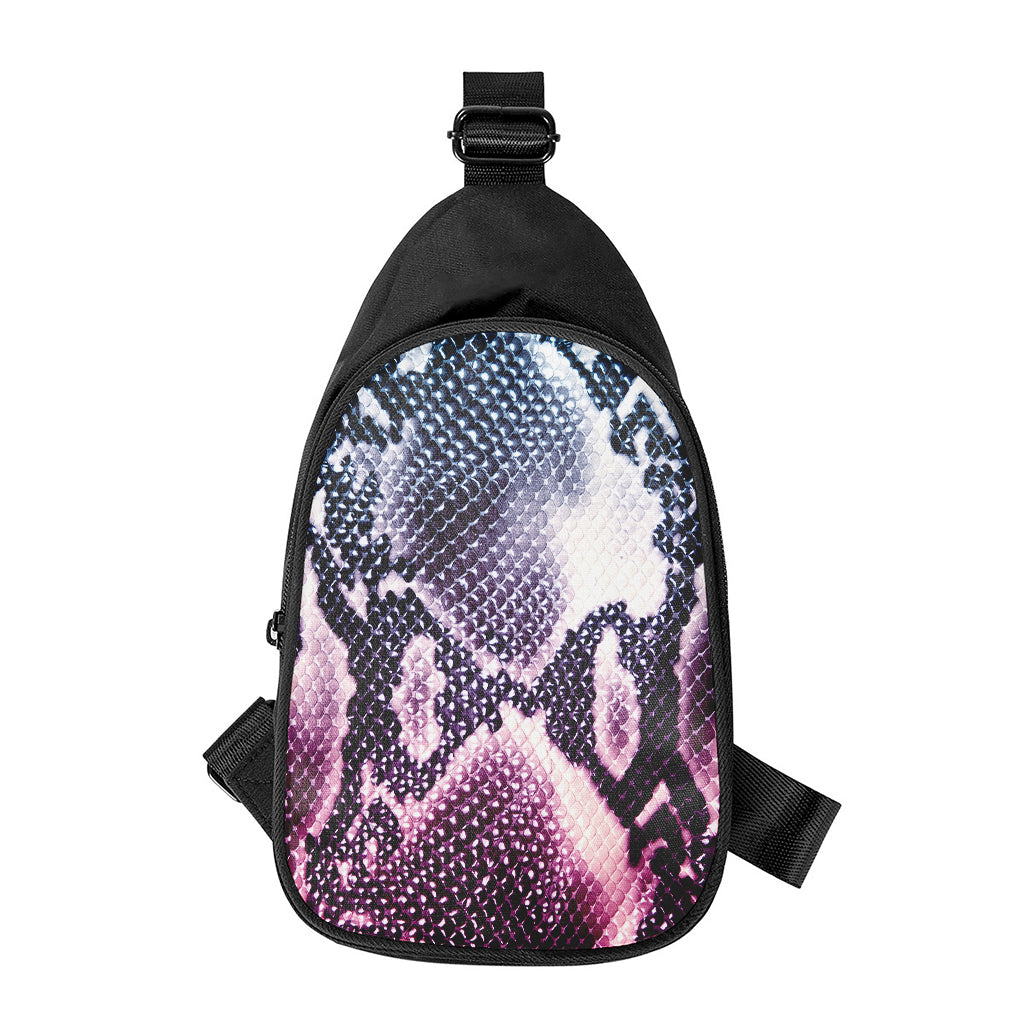 Purple And Blue Snakeskin Print Chest Bag