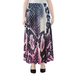 Purple And Blue Snakeskin Print Chiffon Maxi Skirt