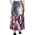 Purple And Blue Snakeskin Print Chiffon Maxi Skirt