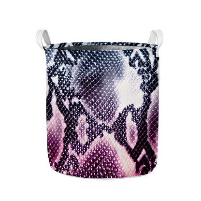 Purple And Blue Snakeskin Print Collapsible Laundry Basket
