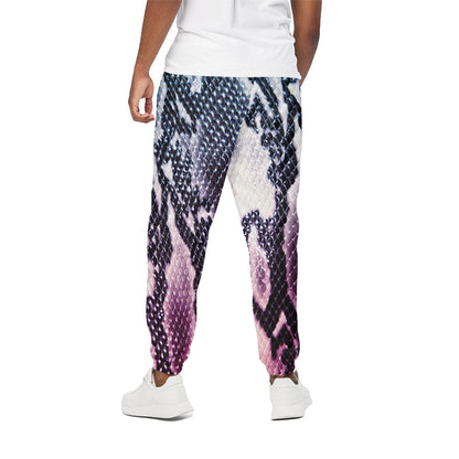 Purple And Blue Snakeskin Print Cotton Pants
