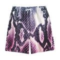Purple And Blue Snakeskin Print Cotton Shorts