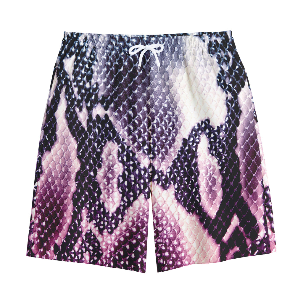 Purple And Blue Snakeskin Print Cotton Shorts
