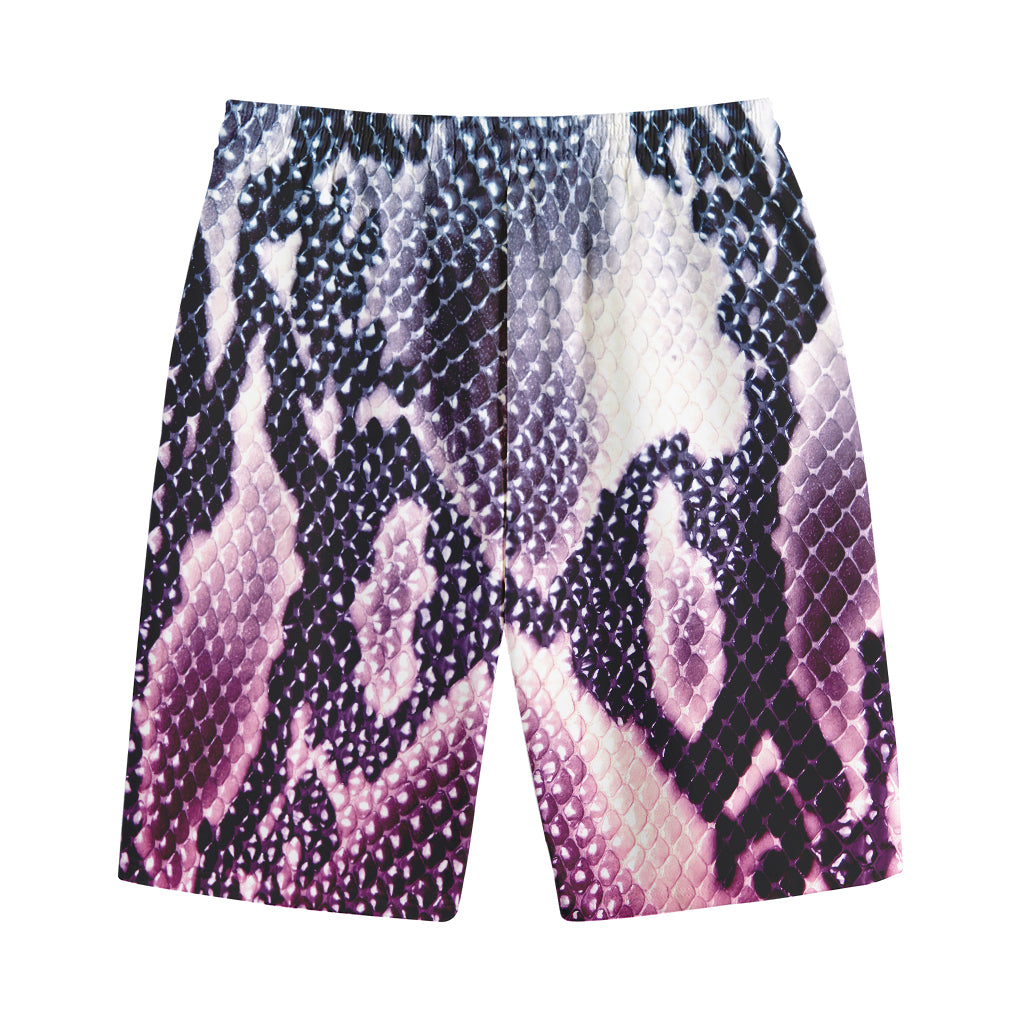 Purple And Blue Snakeskin Print Cotton Shorts