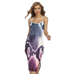 Purple And Blue Snakeskin Print Cross Back Cami Dress