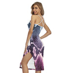 Purple And Blue Snakeskin Print Cross Back Cami Dress