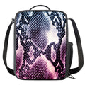 Purple And Blue Snakeskin Print Crossbody Lunch Bag