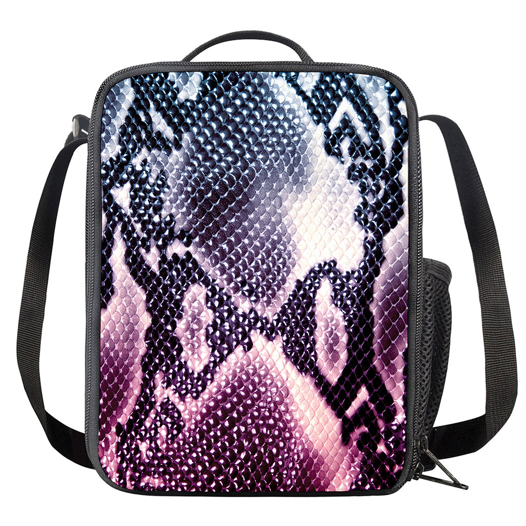 Purple And Blue Snakeskin Print Crossbody Lunch Bag