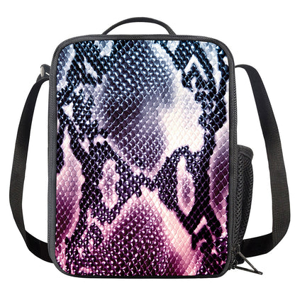 Purple And Blue Snakeskin Print Crossbody Lunch Bag