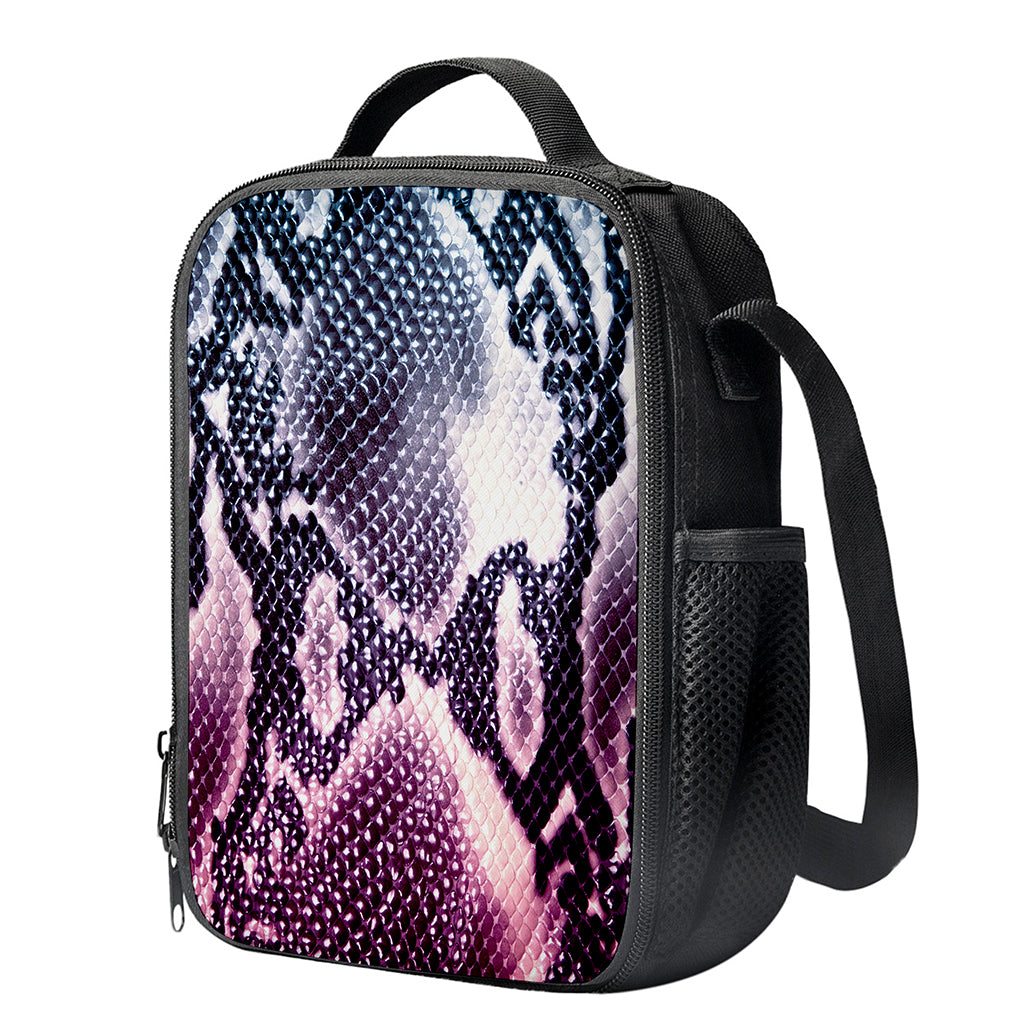 Purple And Blue Snakeskin Print Crossbody Lunch Bag