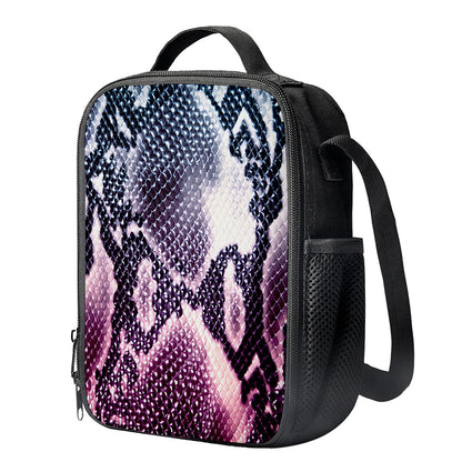 Purple And Blue Snakeskin Print Crossbody Lunch Bag