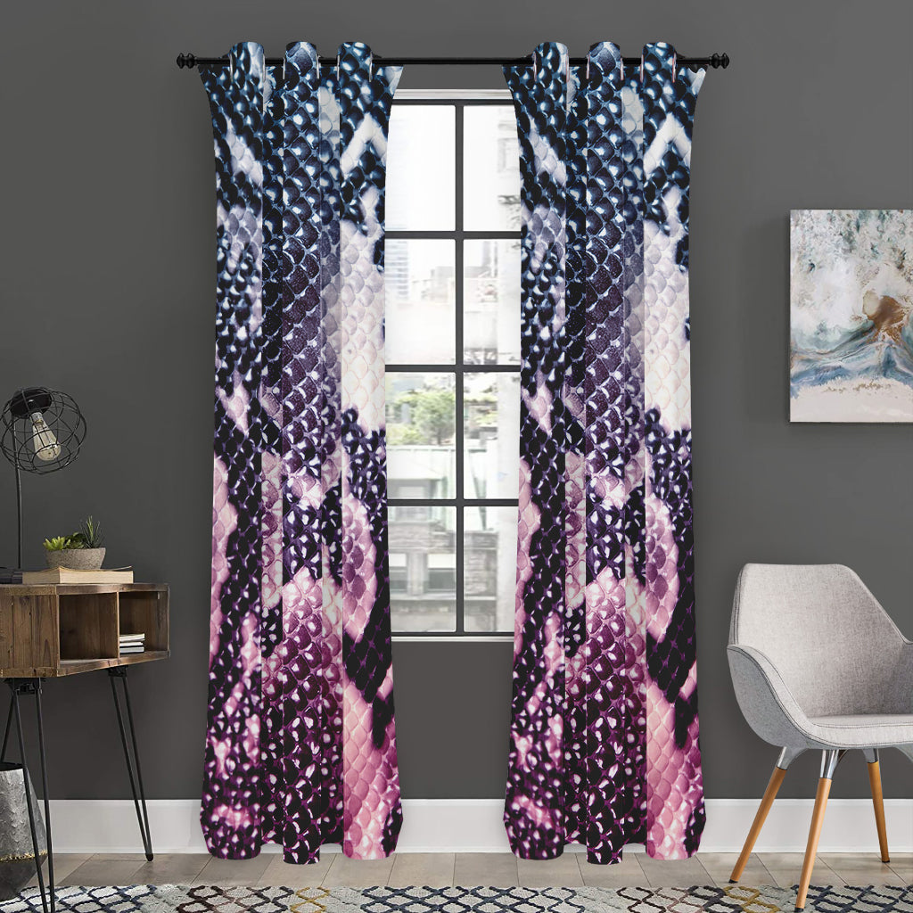 Purple And Blue Snakeskin Print Curtain