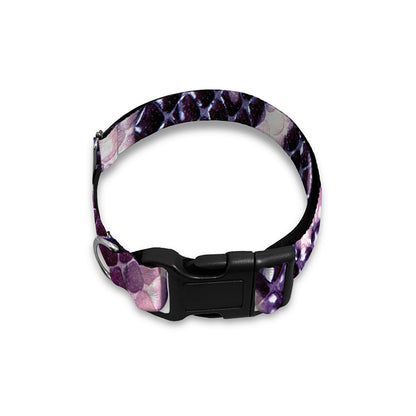 Purple And Blue Snakeskin Print Dog Collar