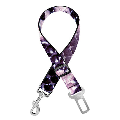 Purple And Blue Snakeskin Print Dog Seat Belt