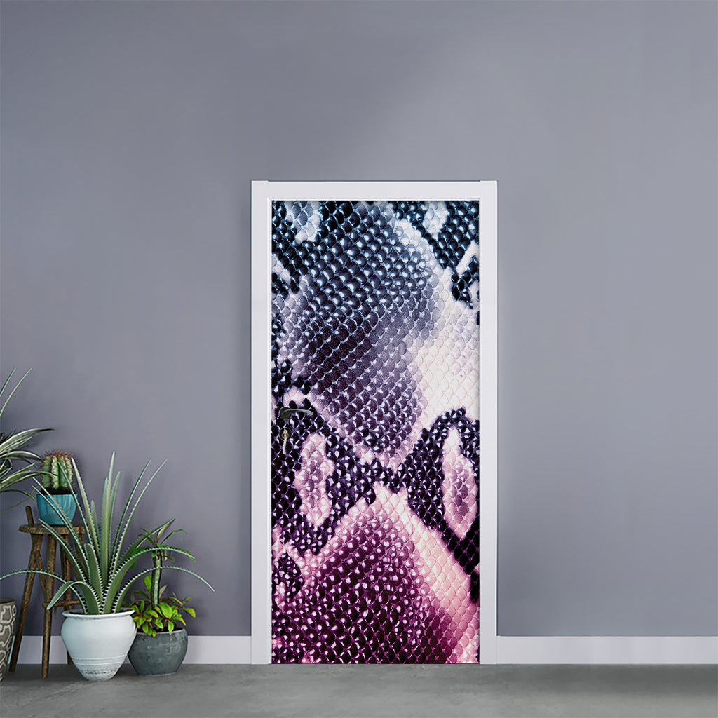 Purple And Blue Snakeskin Print Door Sticker