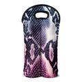 Purple And Blue Snakeskin Print Double Neoprene Wine Tote