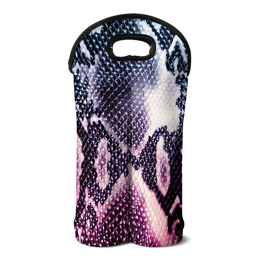 Purple And Blue Snakeskin Print Double Neoprene Wine Tote