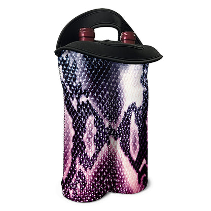 Purple And Blue Snakeskin Print Double Neoprene Wine Tote