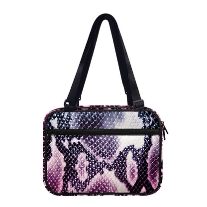 Purple And Blue Snakeskin Print Double Strap Bible Bag