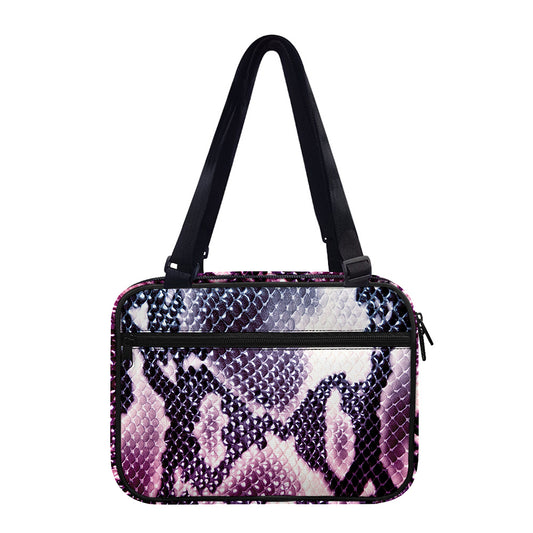 Purple And Blue Snakeskin Print Double Strap Bible Bag
