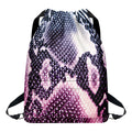 Purple And Blue Snakeskin Print Drawstring Backpack
