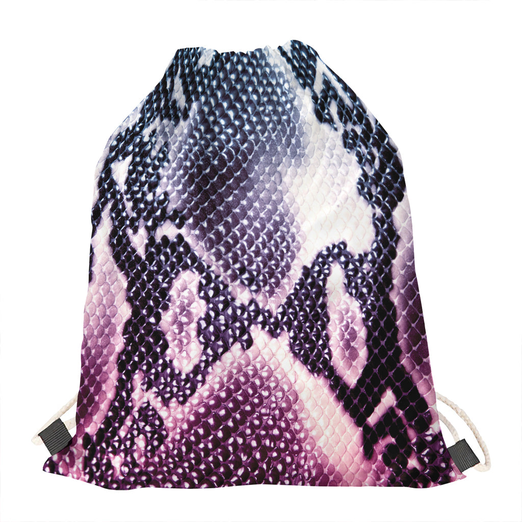 Purple And Blue Snakeskin Print Drawstring Bag