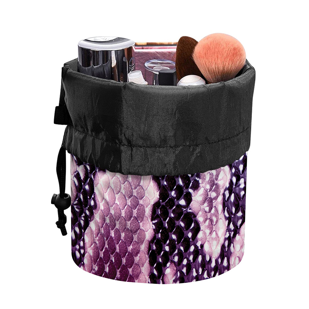 Purple And Blue Snakeskin Print Drawstring Makeup Bag