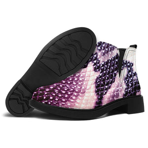 Purple And Blue Snakeskin Print Flat Ankle Boots