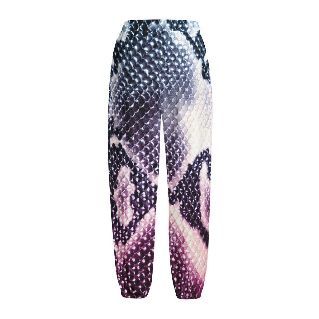 Purple And Blue Snakeskin Print Fleece Lined Knit Pants